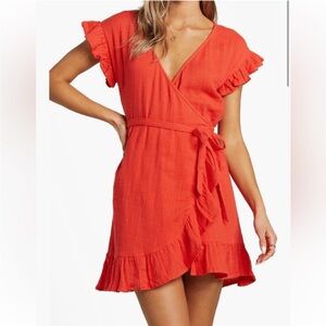 Billabong Vibrant Ruffle Wrap Dress Size L